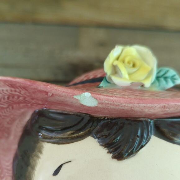 Vtg Kitschy Girl with Pigtails Wall Pocket by Thames Hand Painted Made in Japan - Picture 7 of 10